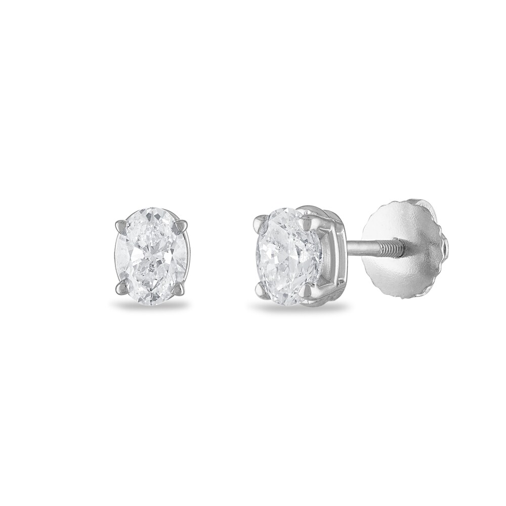 Certified Diamond Solitaire Earrings 3/4 ct tw Oval 18K White Gold (SI2/I) WW0weIPa