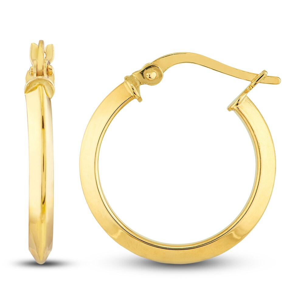 Polished Knife Edge Hoop Earrings 14K Yellow Gold 20mm WeJnGdfB