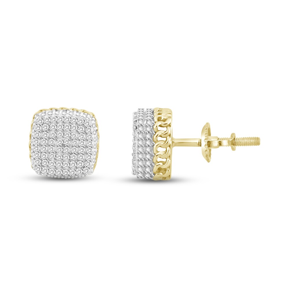 Men\'s Diamond Stud Earrings 1/4 ct tw Round 10K Yellow Gold/Rhodium WkSQZlYF