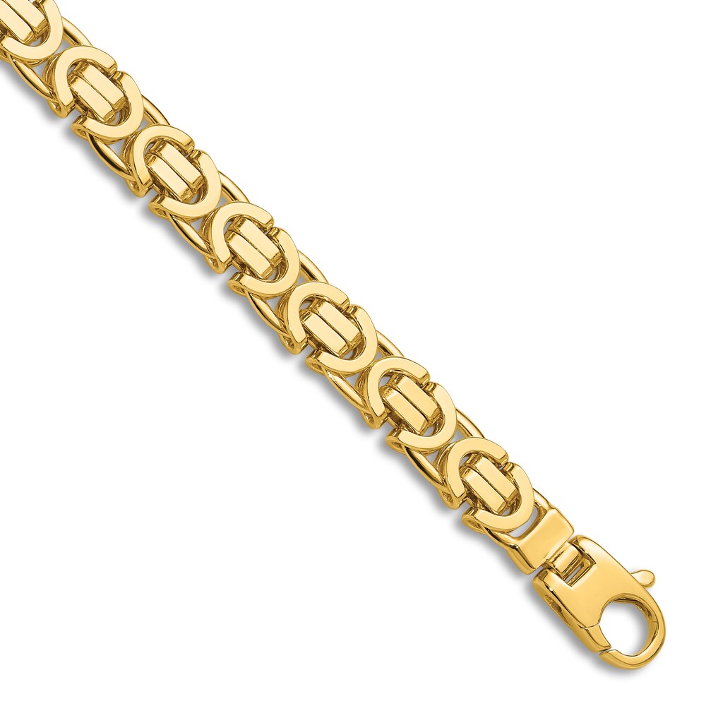 Men\'s High-Polish Link Bracelet 14K Yellow Gold 8.25\" WtnTaKtM