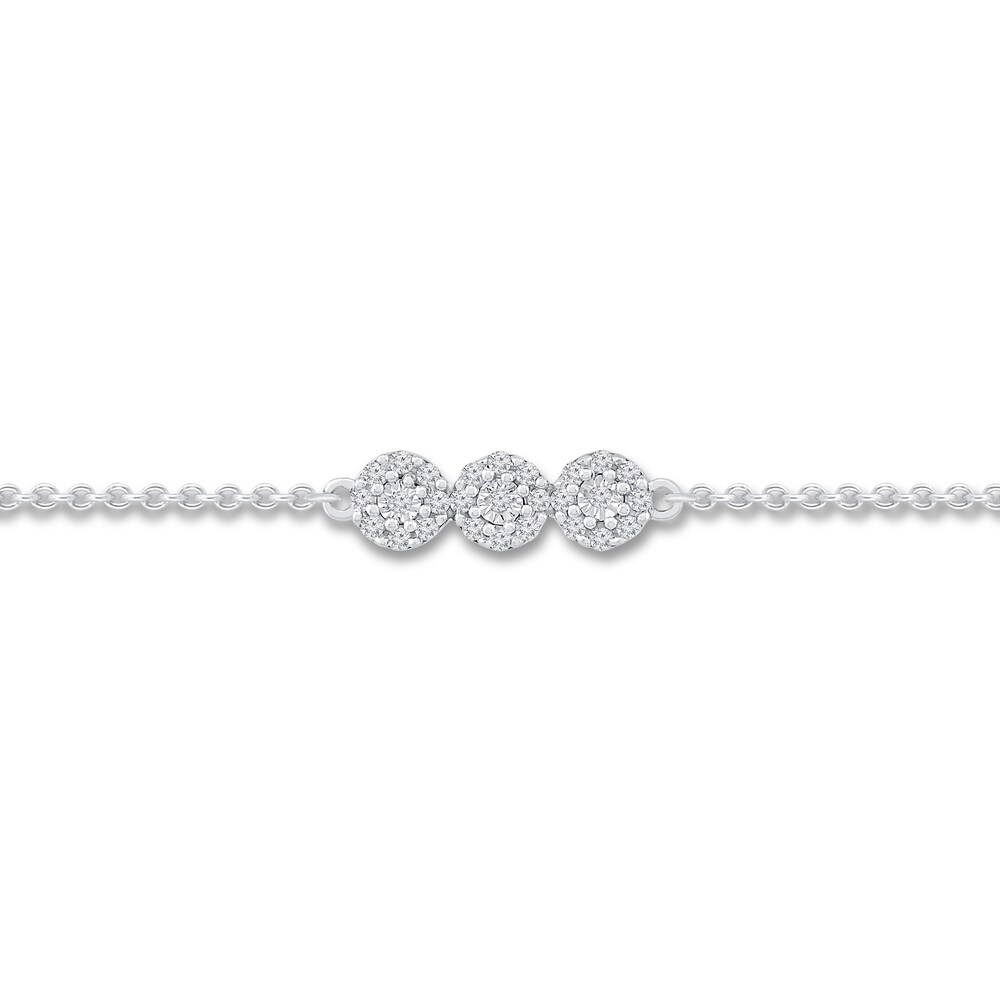 Diamond Anklet 1/10 ct tw Round Sterling Silver WxGjt8uT