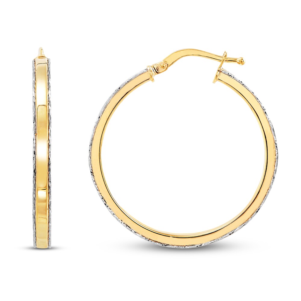 Italia D\'Oro Fancy Round Hoop Earrings 14K Yellow Gold Wy30UymH