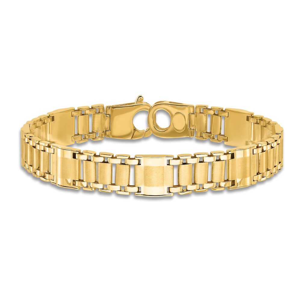 Men\'s High-Polish Link Chain Bracelet 14K Yellow Gold 8.5\" X7Fvt2VT