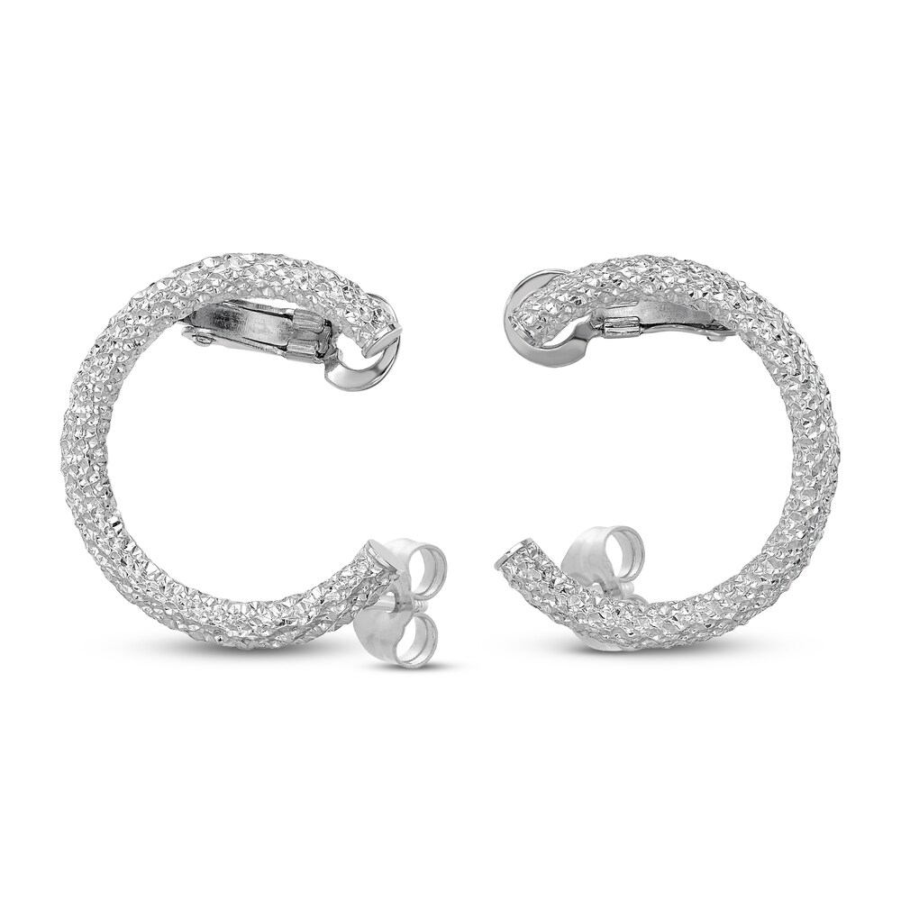 Diamond-Cut Climber Hoop Earrings 14K White Gold XAzvAjsk