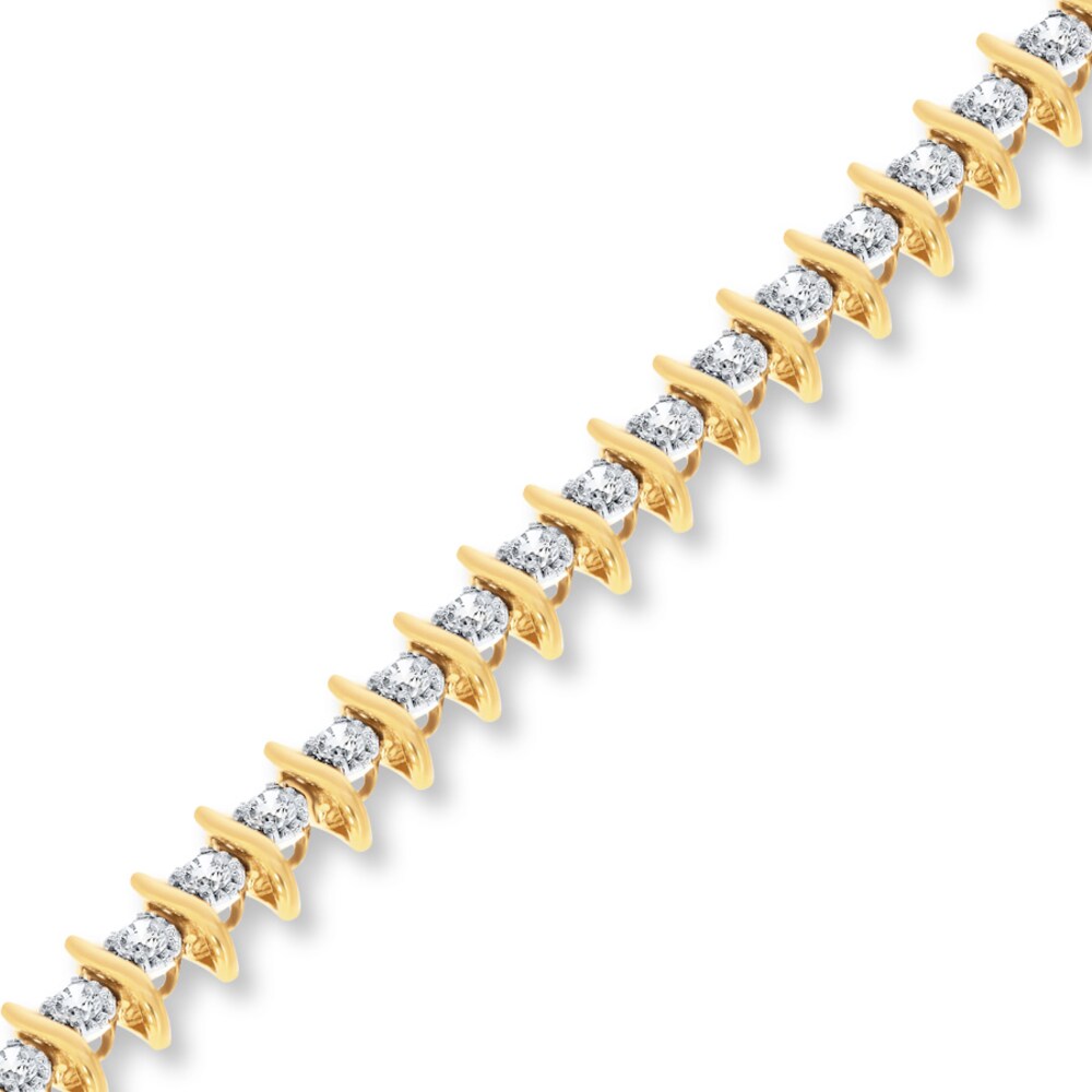 Diamond Bracelet 3 ct tw Round-cut 14K Two-Tone Gold XM0vLJ2S