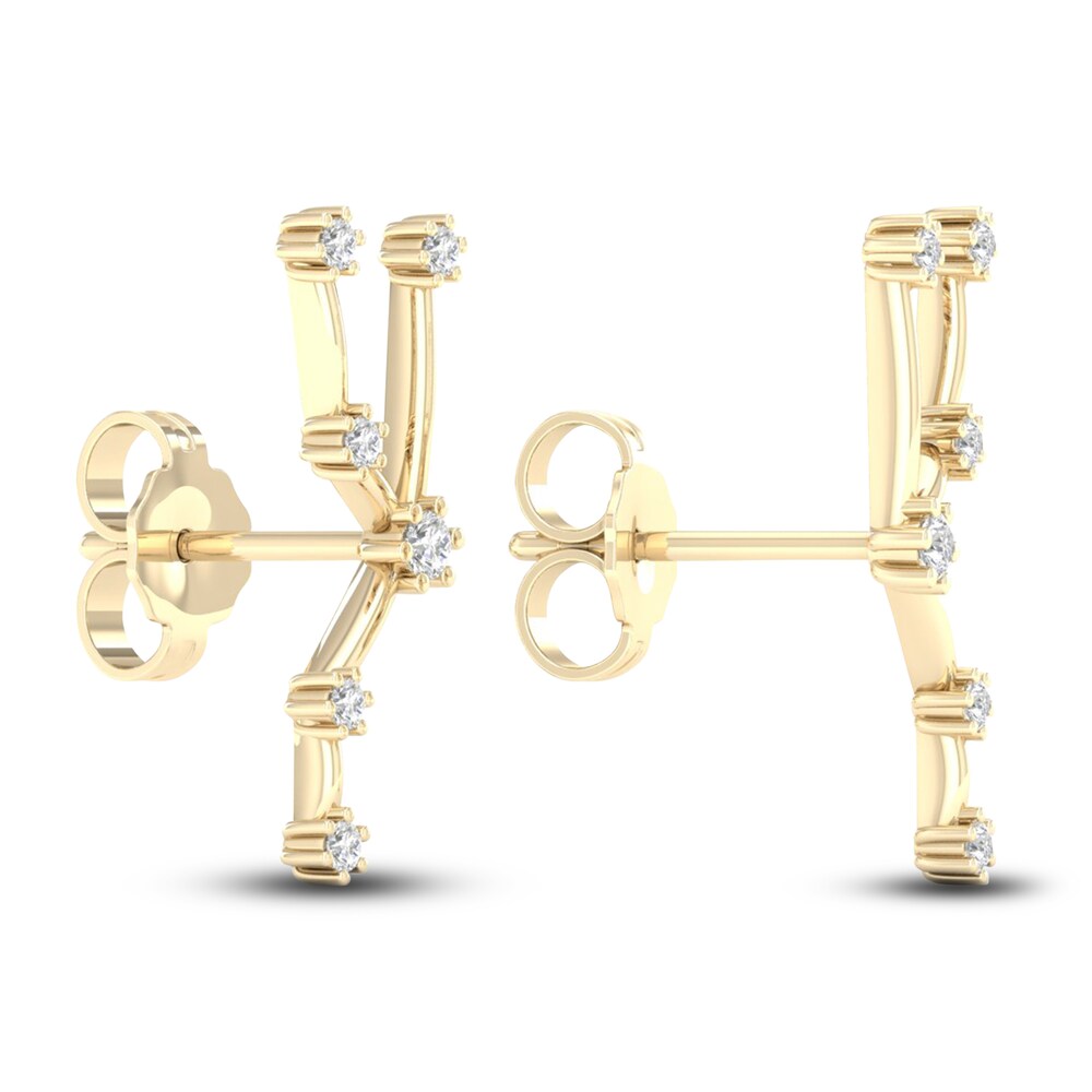 Diamond Taurus Constellation Earrings 1/8 ct tw Round 14K Yellow Gold XX5y9bmc