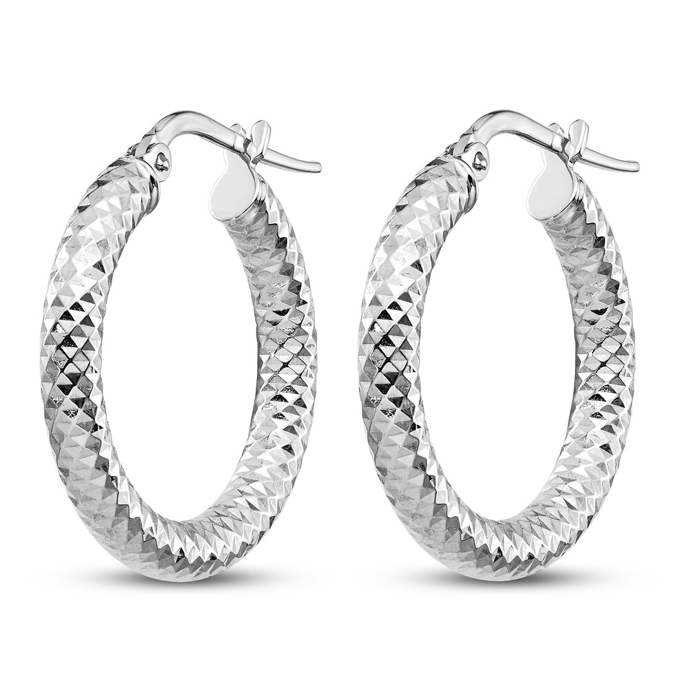Diamond-Cut Hoop Earrings 14K White Gold XbgUJvUG