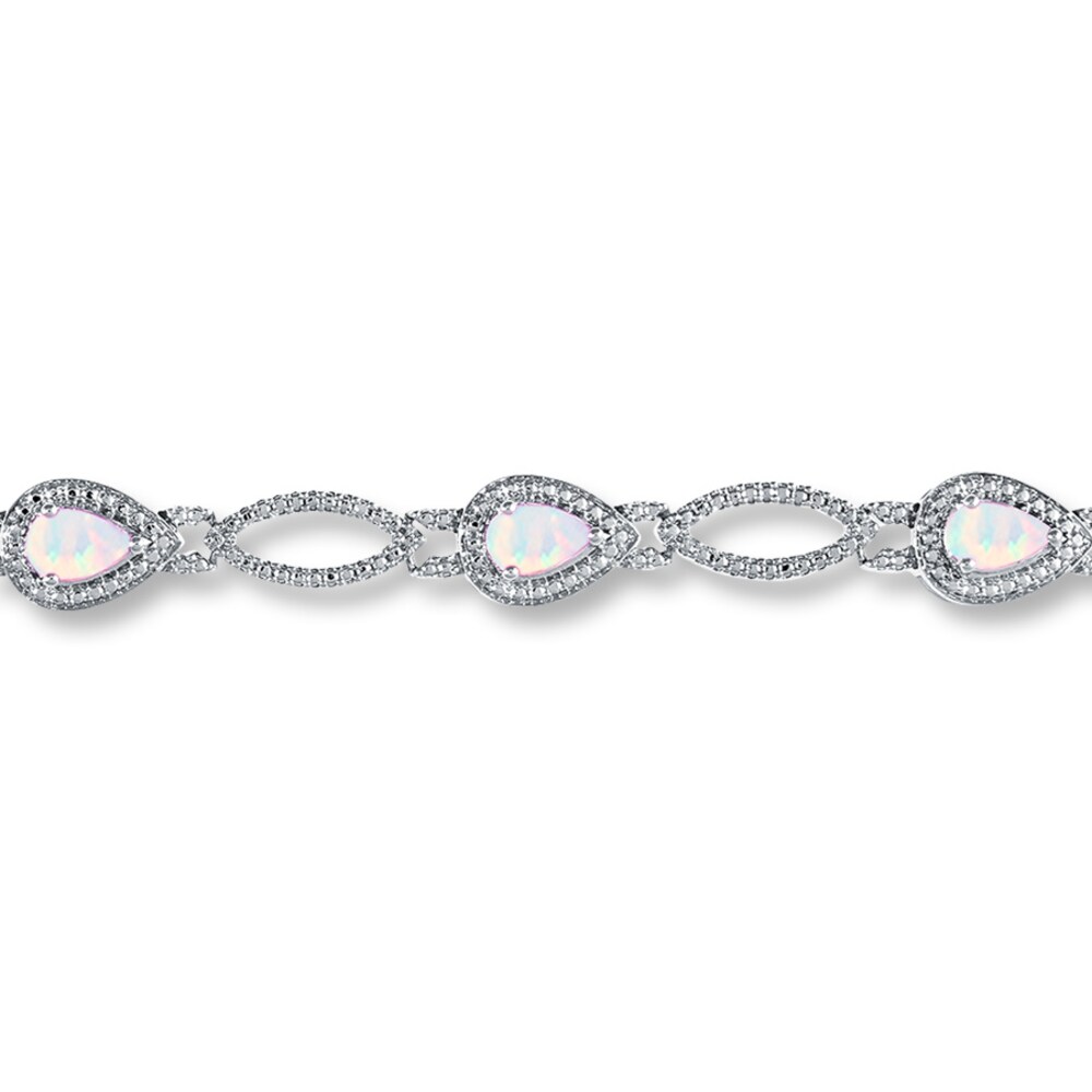 Lab-Created Opals Diamond Accents Sterling Silver Bracelet XcHhIwcS