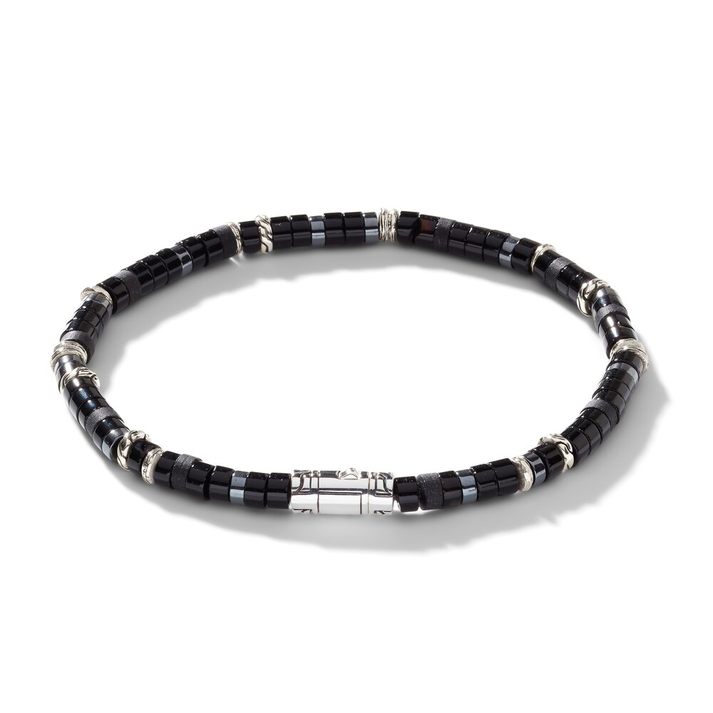 John Hardy Natural Onyx & Natural Hematite Men\'s Bracelet Sterling Silver 7.76\" XlMSgnNc