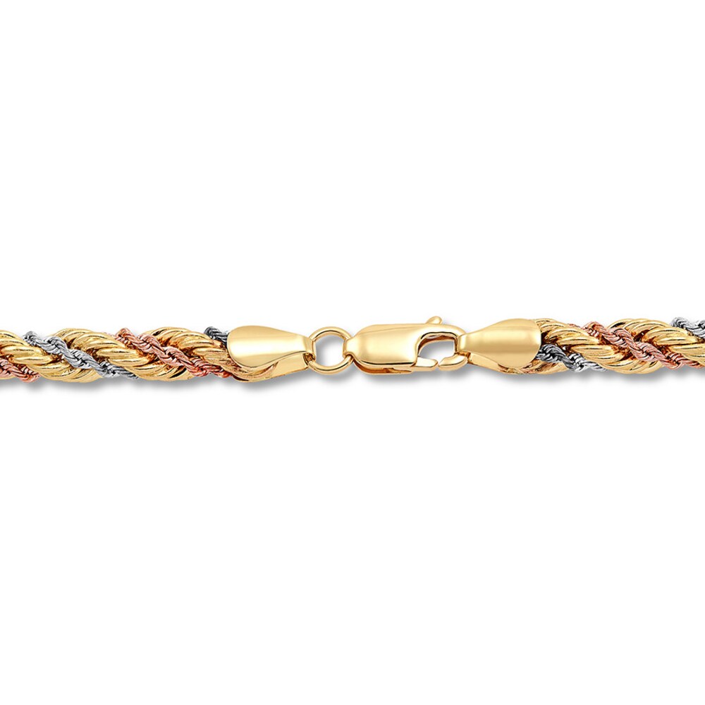 Rope Chain Bracelet 14K Tri-Color Gold 7.5\" XleyBx7D