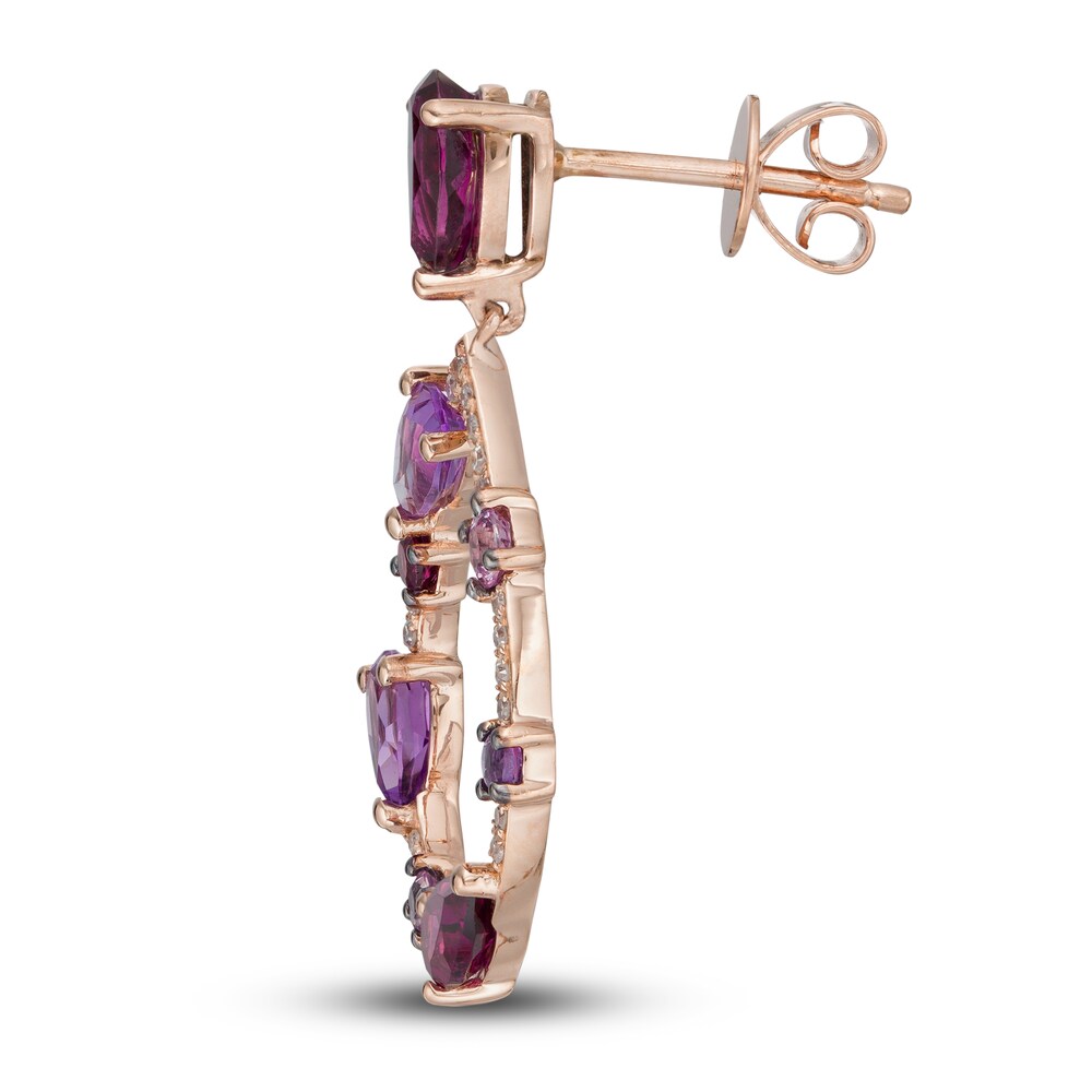 LALI Jewels Natural Rhodalite Garnet, Natural Sapphire & Natural Amethyst Earrings 1/8 ct tw Diamonds 14K Rose Gold XmHnVN6m