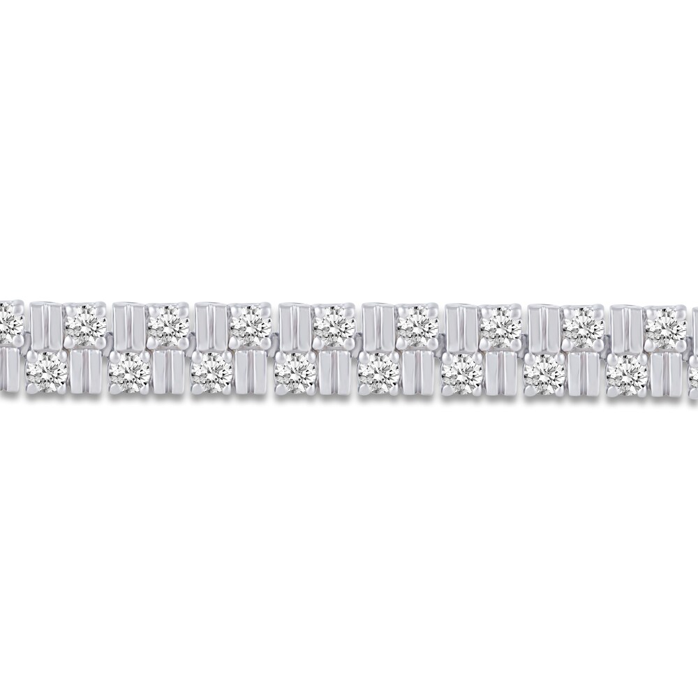 Diamond Double Row Tennis Bracelet 4 ct tw Round 14K White Gold 7\" Xn8ay6Uj