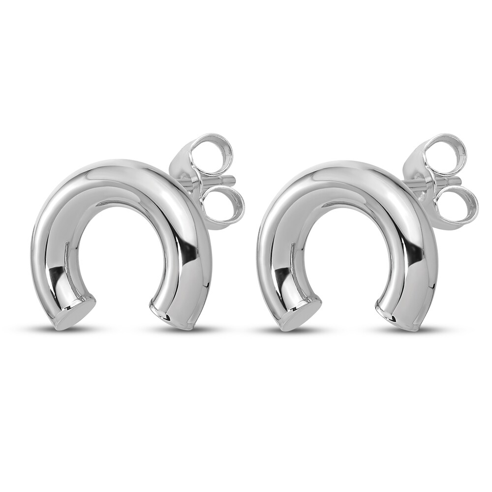 Tube Stud Earrings 14K White Gold Y6Alhrfu