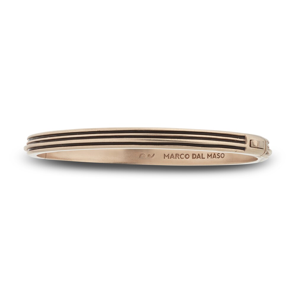 Marco Dal Maso Men\'s Acies Thin Bangle Bracelet Brown Enamel Sterling Silver/18K Rose Gold-Plated 7\" YNNelI8s