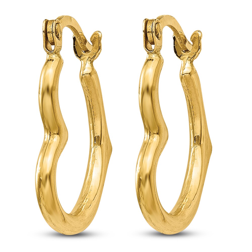 Heart-Shaped Hoop Earrings 14K Yellow Gold YUdfVMS5
