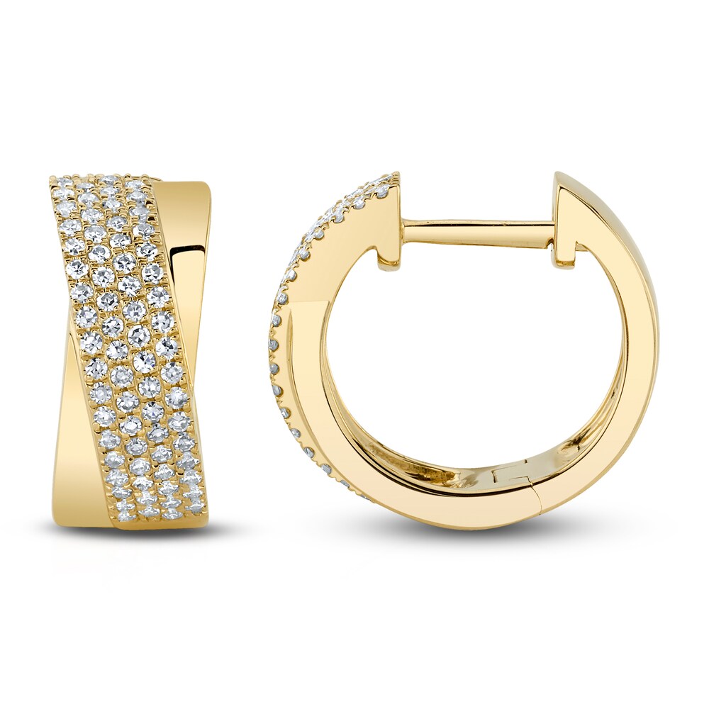 Shy Creation Diamond Huggie Earrings 1/4 ct tw Round 14K Yellow Gold SC55010970 YahhBgvC