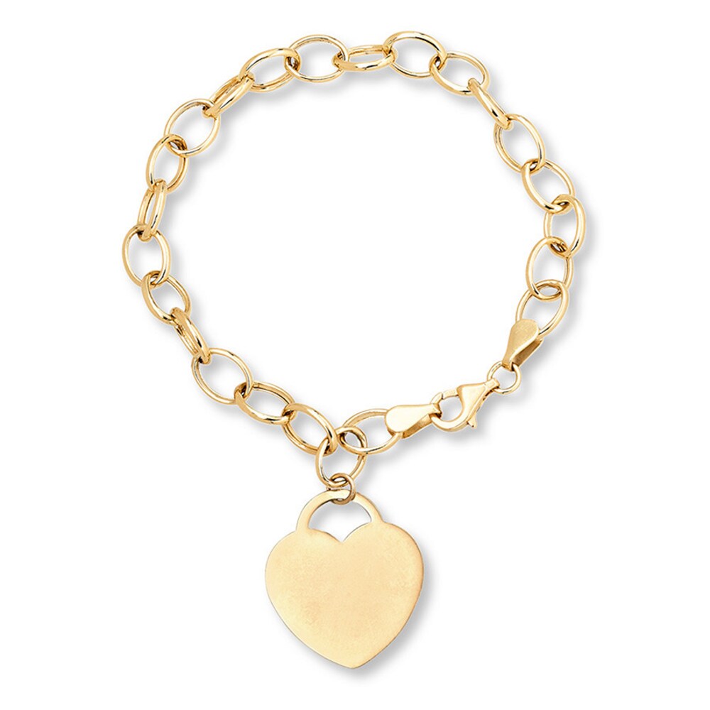 Dangle Heart Bracelet 10K Yellow Gold 7.5 Length Yih5KEZo [Yih5KEZo]