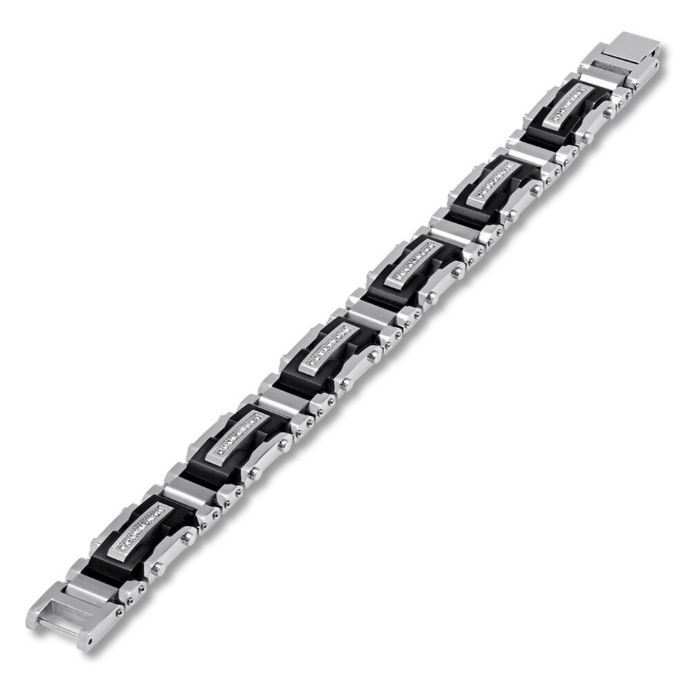 Men\'s Diamond Bracelet 3/8 ct tw Stainless Steel/Ion-Plating Ypv7E5bn