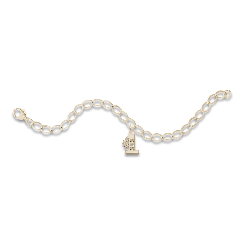 #1 Mom Bracelet 14K Yellow Gold 7\" Length Yx0rbIZC