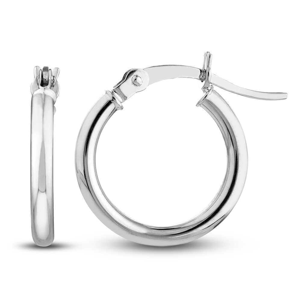 Polished Hoop Earrings 14K White Gold 15mm ZCVbghqk