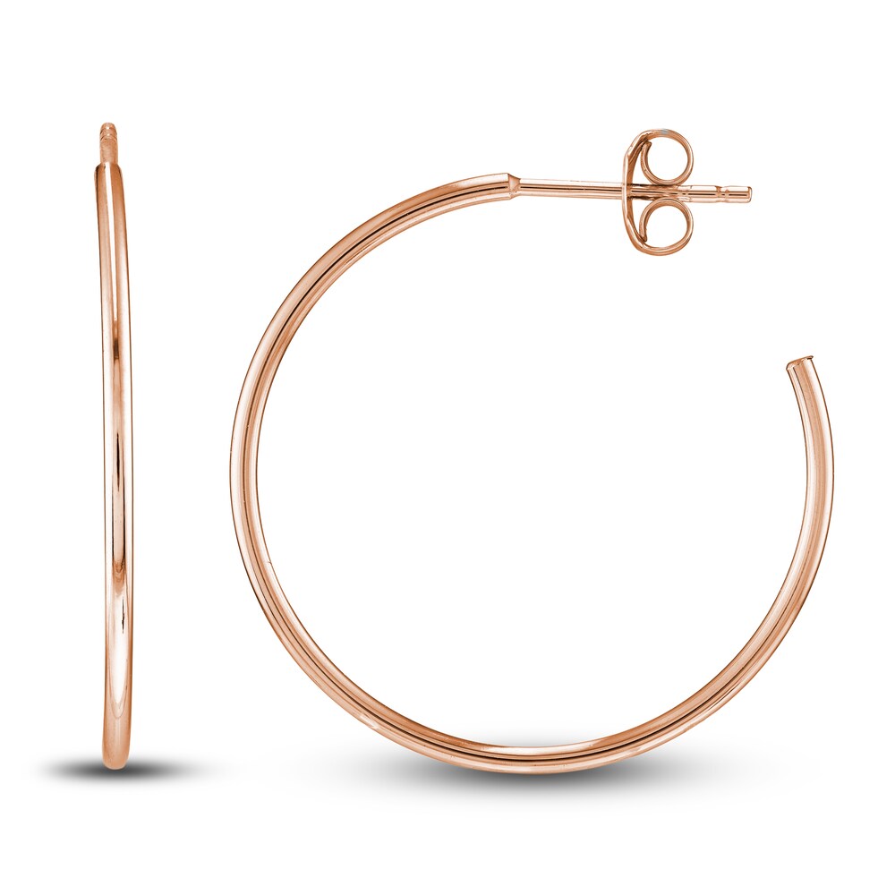 Round Wire Hoop Earrings 14K Rose Gold 25mm ZM6BXXTR