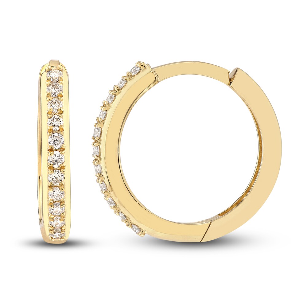 Diamond Hoop Earrings 1/6 ct tw Round 14K Yellow Gold 13mm ZRjGaHIK