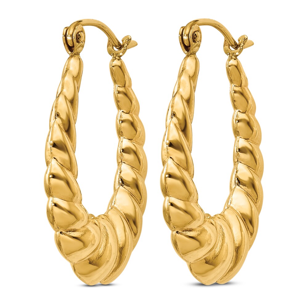 Polished Shrimp Hoop Earrings 14K Yellow Gold ZfB8AV4v