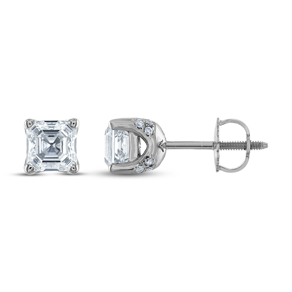 Royal Asscher Diamond Solitaire Stud Earrings 1-1/2 ct tw Asscher-Cut 14K White Gold (SI2/I) Zi5PIdgh