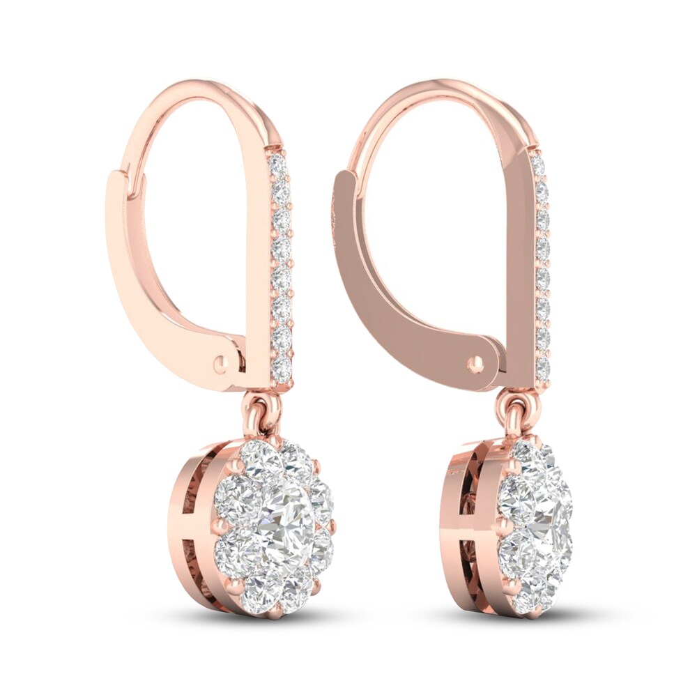 Diamond Earrings 1 1/10 ct tw Round 14K Rose Gold ZizBb9IY