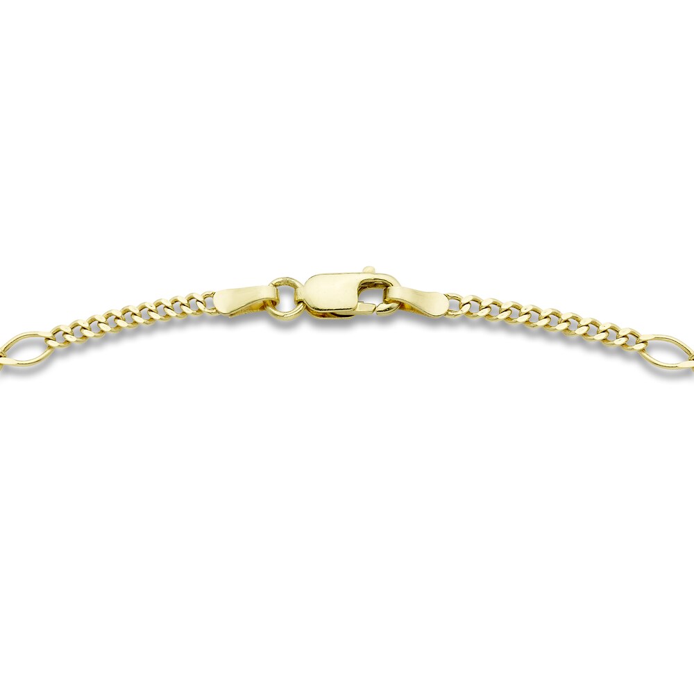 Fancy Curb Anklet 10K Yellow Gold 10\" ZnjIGjPI