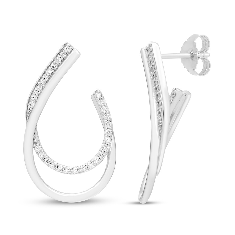 Diamond Open Hoop Earrings 1/2 ct tw Round 10K White Gold ZvIXuUpG [ZvIXuUpG]