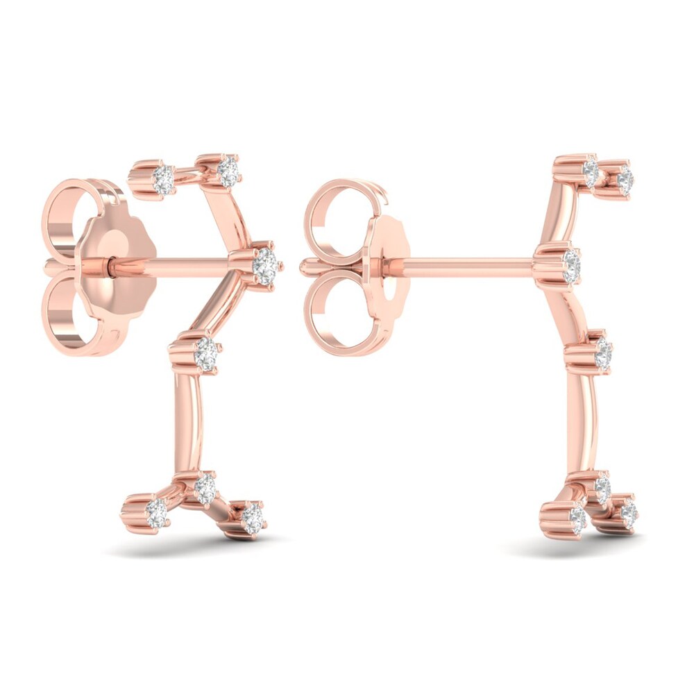 Diamond Scorpio Constellation Earrings 1/8 ct tw Round 14K Rose Gold Zyog9CqZ