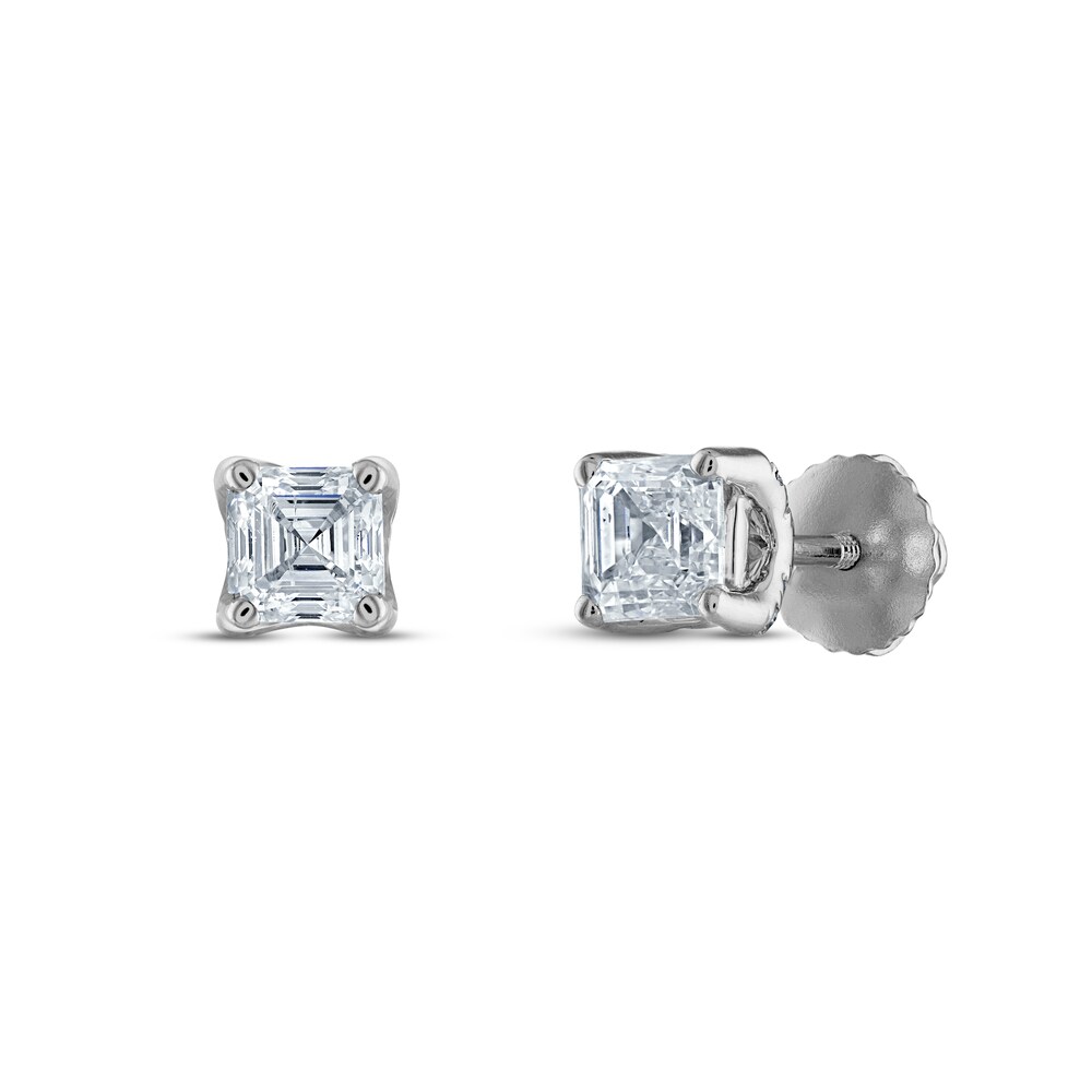 Royal Asscher Diamond Solitaire Stud Earrings 1 ct tw Asscher-cut 14K White Gold (SI2/I) aAhfzjaP [aAhfzjaP]