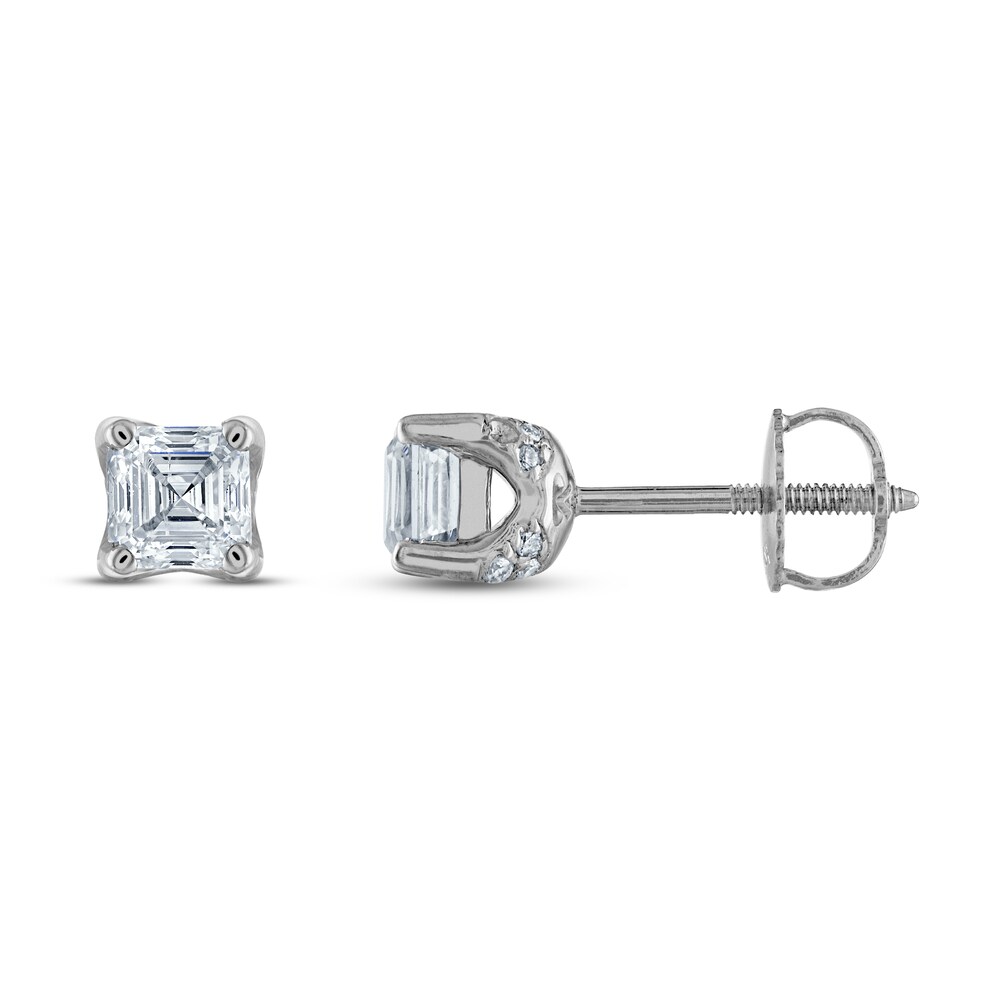 Royal Asscher Diamond Solitaire Stud Earrings 1 ct tw Asscher-cut 14K White Gold (SI2/I) aAhfzjaP