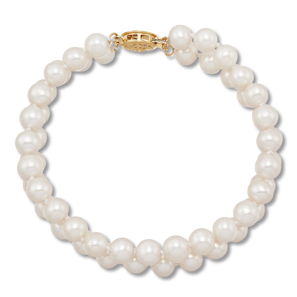 Cultured Pearl Strand Bracelet 14K Yellow Gold aDJbcDN6