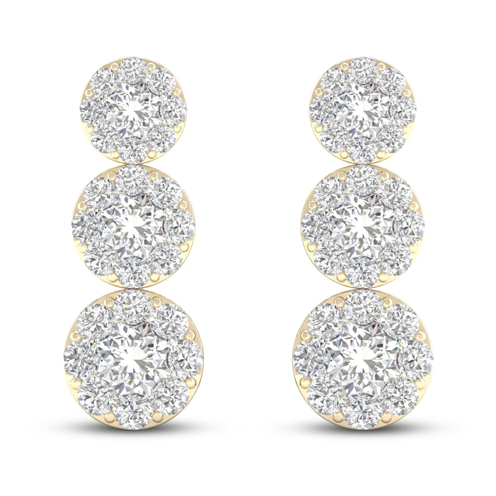 Three-Stone Diamond Earrings 1 ct tw Round 14K Yellow Gold aEWcUHou