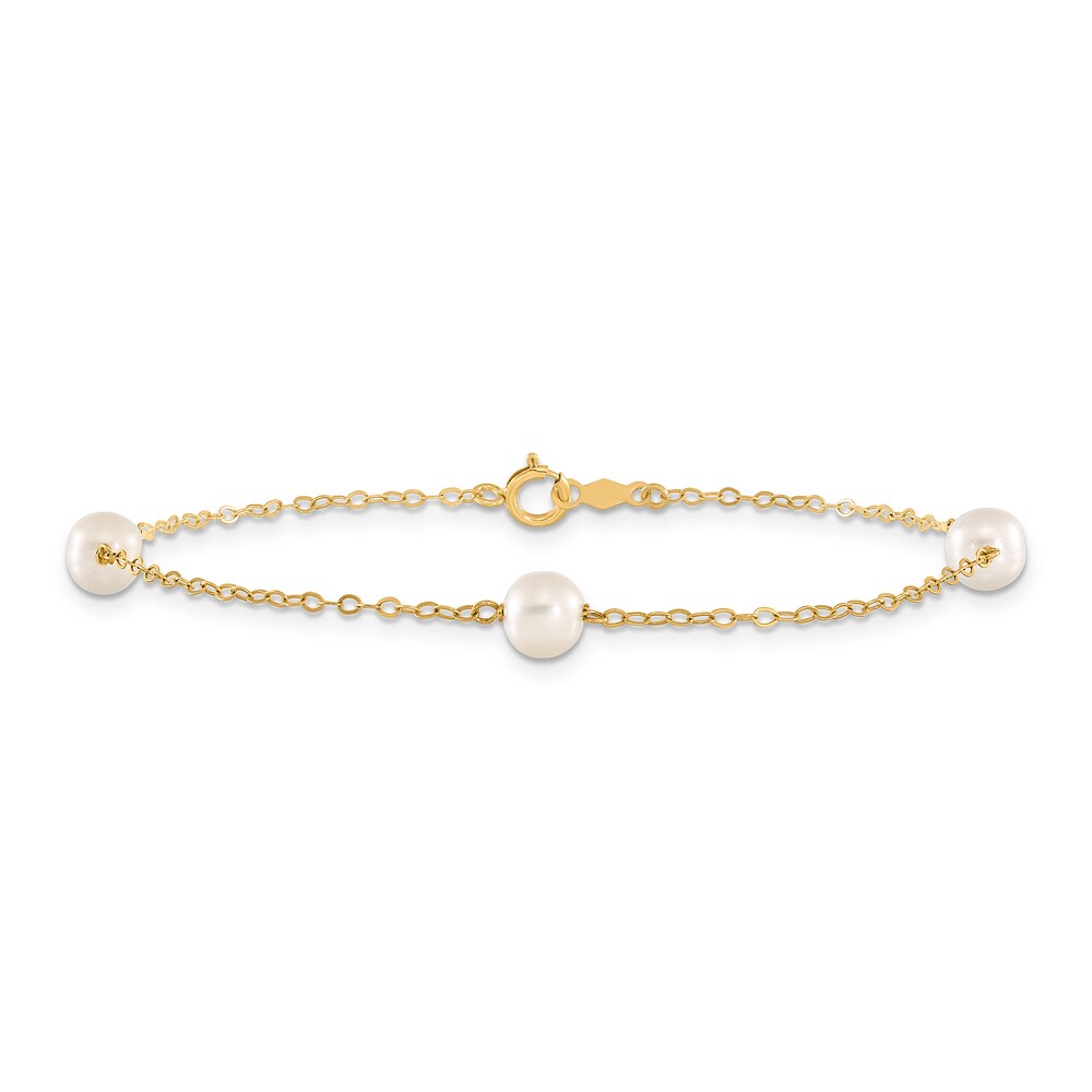 Cultured Freshwater Pearl Station Bracelet 14K Yellow Gold 7.25\" aOgQpvAw