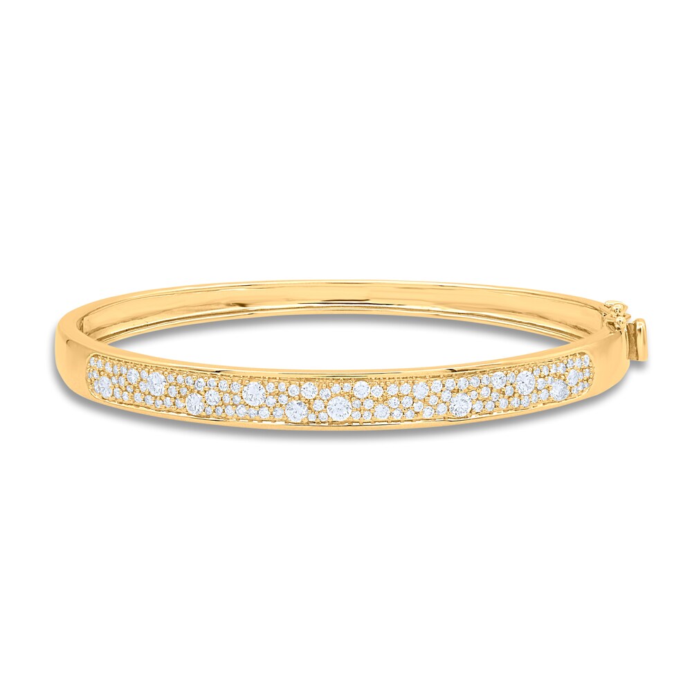 Diamond Bangle Bracelet 1-1/2 ct tw Round 14K Yellow Gold 7\" aP6U2DTd [aP6U2DTd]