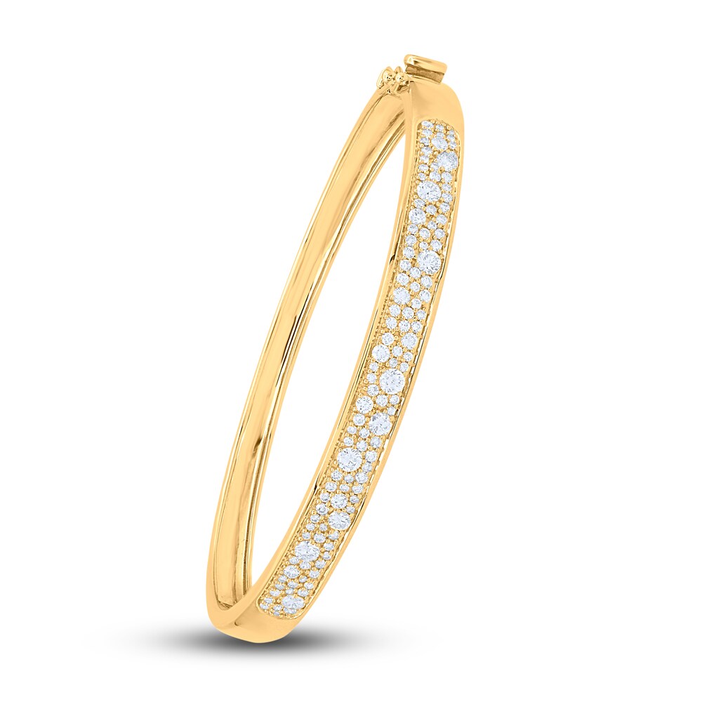 Diamond Bangle Bracelet 1-1/2 ct tw Round 14K Yellow Gold 7\" aP6U2DTd