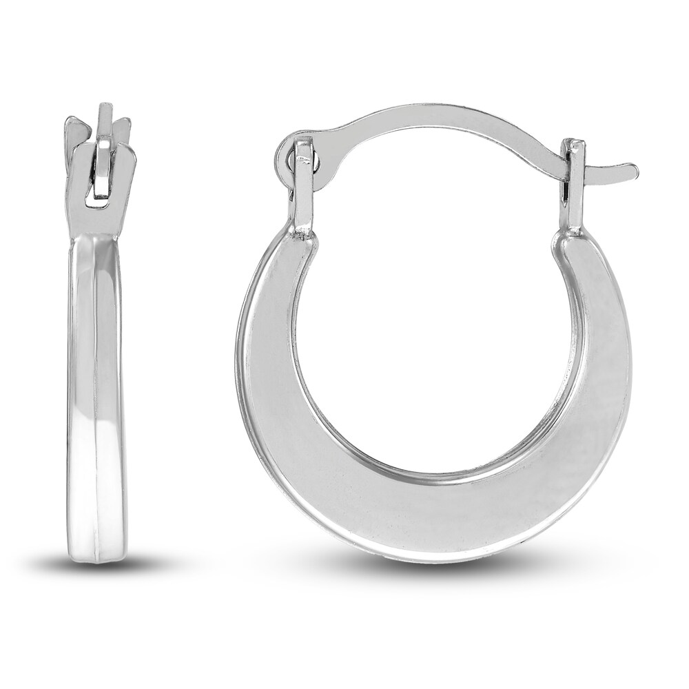 Polished Square Hoop Earrings 14K White Gold 12mm aSBT1TC8