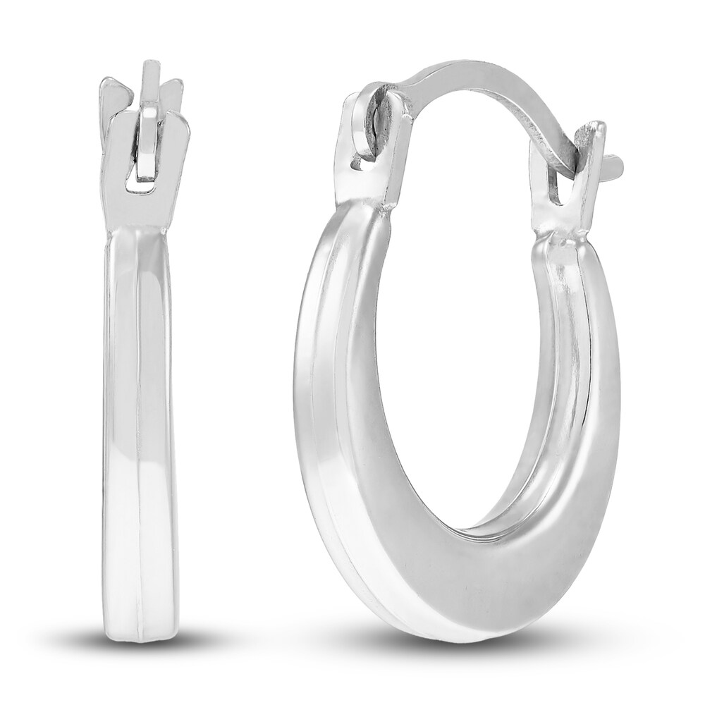 Polished Square Hoop Earrings 14K White Gold 12mm aSBT1TC8