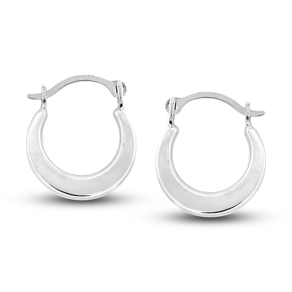 Polished Square Hoop Earrings 14K White Gold 12mm aSBT1TC8