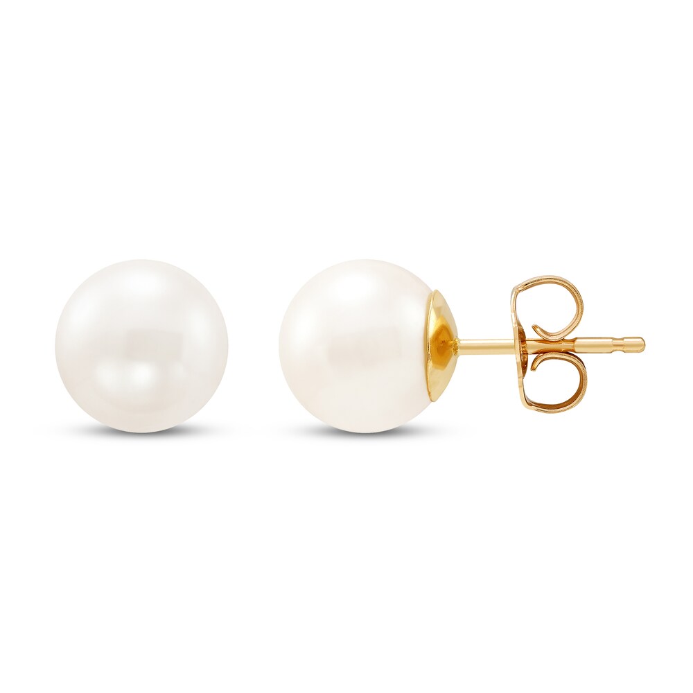 Cultured Pearl Stud Earrings 14K Yellow Gold 8.5mm aWEzu1Rd