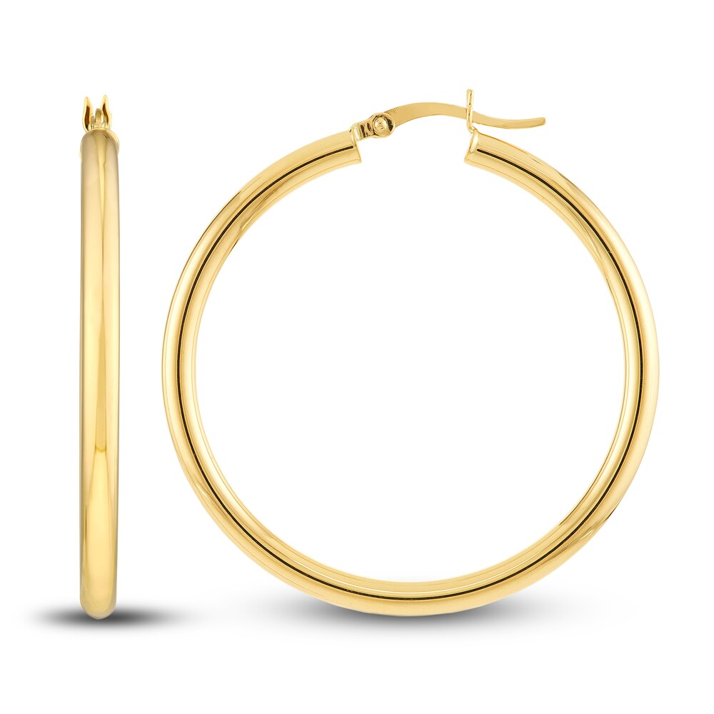 Polished Hoop Earrings 14K Yellow Gold 40mm anUpPkzF