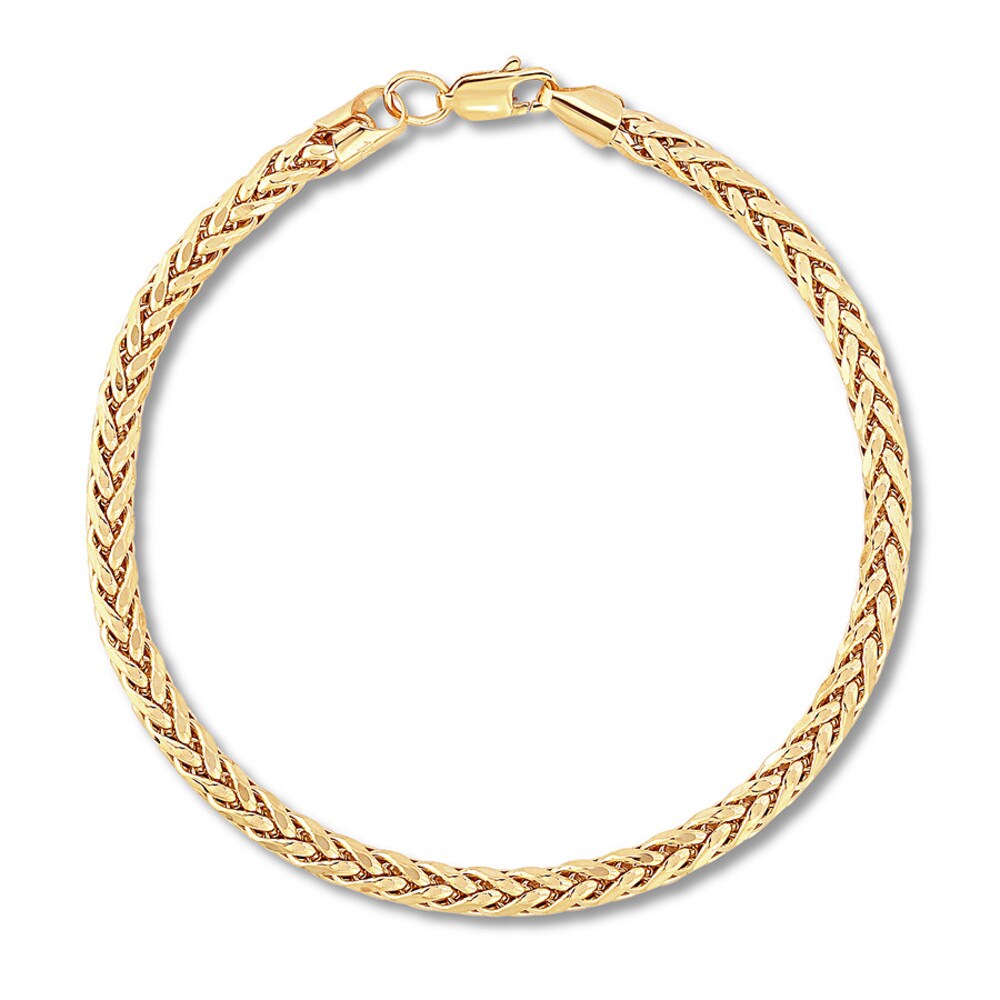 Franco Link Chain Bracelet 10K Yellow Gold auCp8KBz