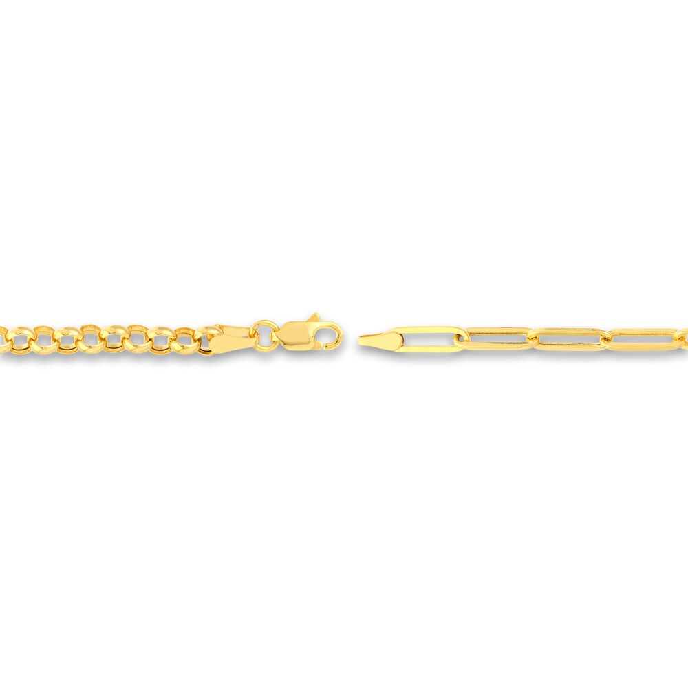 Paperclip/Rolo Chain Bracelet 14K Yellow Gold 7.5\" b0N5WIw4