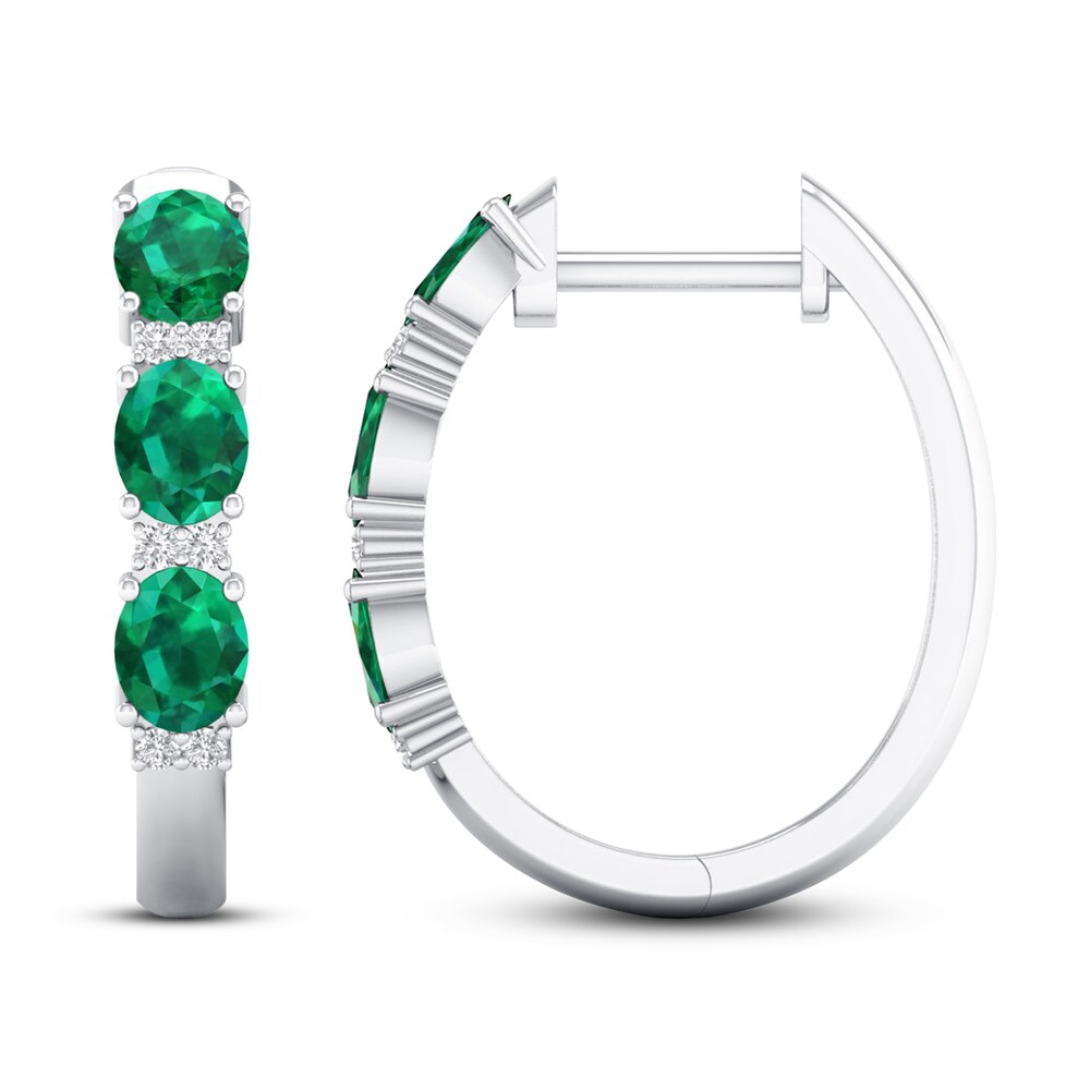 Emerald Earrings 1/20 ct tw Diamonds 10K White Gold bBuUDXde