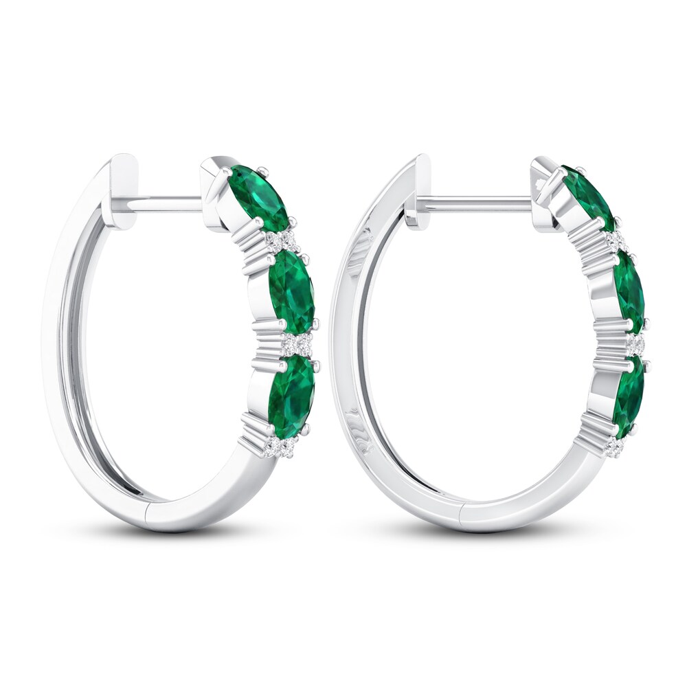 Emerald Earrings 1/20 ct tw Diamonds 10K White Gold bBuUDXde