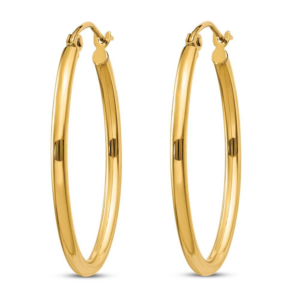 Polished Oval Hoop Earrings 14K Yellow Gold bDWn5Ae5