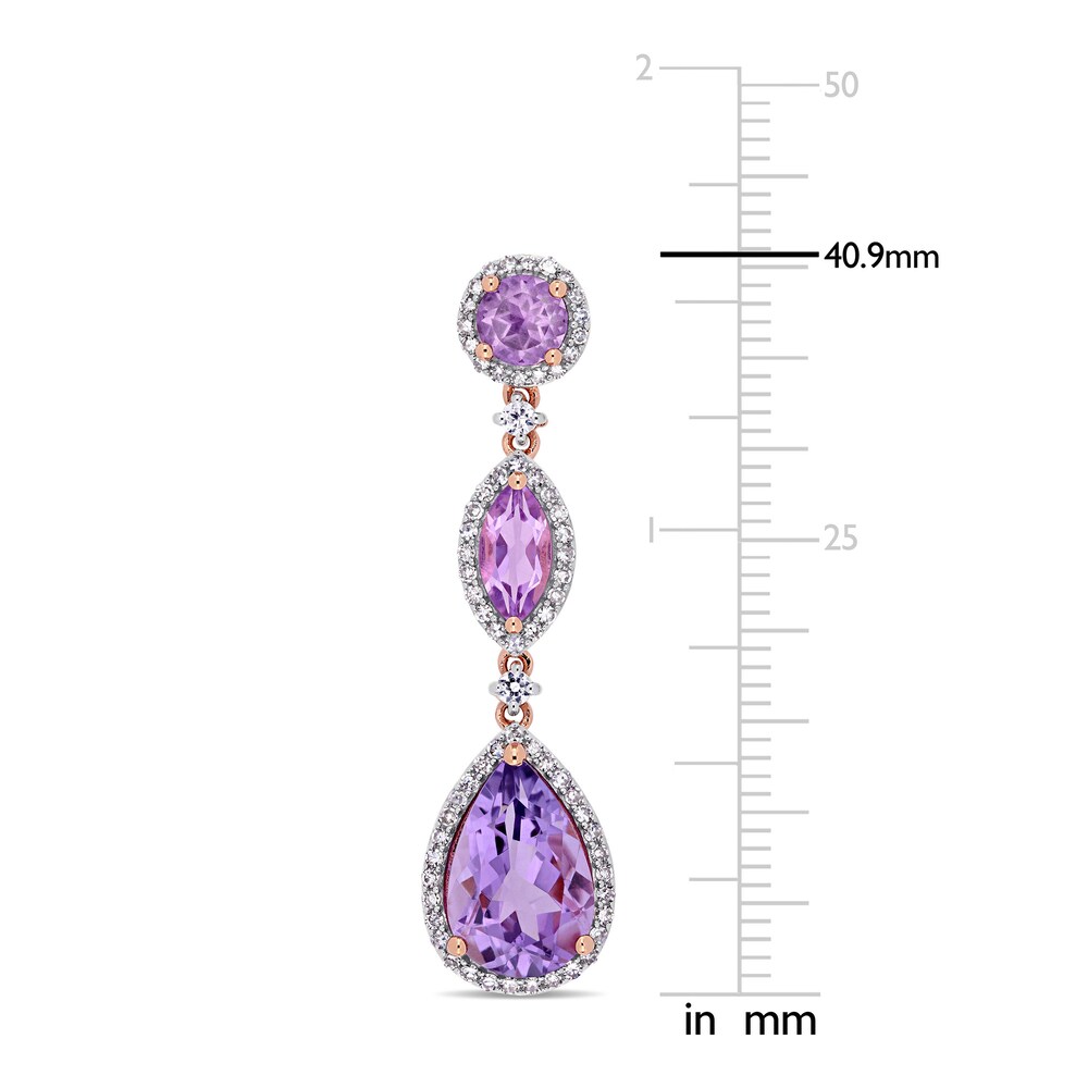Natural Amethyst & Natural White Sapphire Earrings 5/8 ct tw Diamonds 14K Rose Gold bFTh7n1w